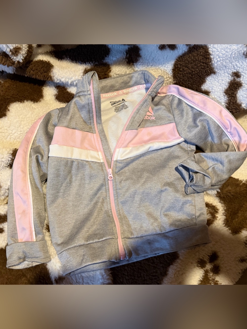 Reebok Gray & Pink Girls' Zip-Up Hoodie Jacket